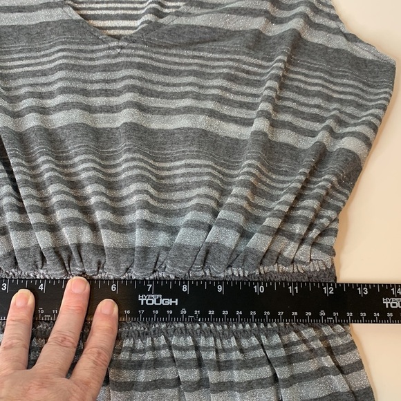 Becca by Rebecca Virtue CHARCOAL Metallic Shimmer Plunge Cover-up Dress Size M/L - Picture 7 of 8